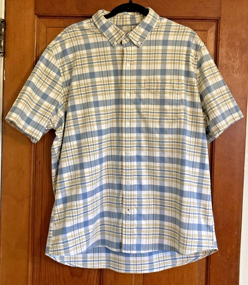 LLBean Mens Sz XL Plaid Slightly Fitted Short Sleeve Button Down Shirt Gorpcore